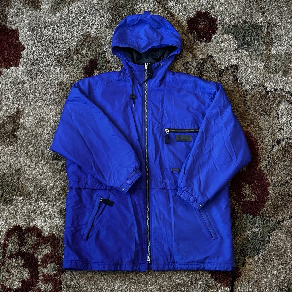 VTG Eddie Bauer Jacket Coat Women Sz L EBTEK‎ Blue Full Zip Olefin Ski Parka
